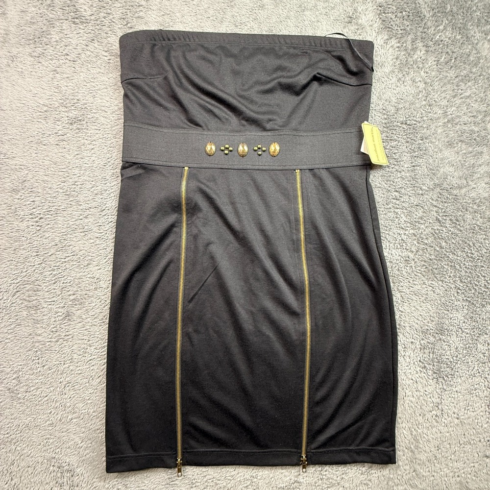 Jonathan Martin Black Strapless Mini Dress NWT Womens 16 Knit Stretch Fabric